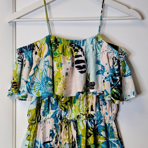 ATMOSPHERE Tropical Floral Off shoulder Cinched Tie Waist Maxi Dress Size 6 - Picture 5 of 16